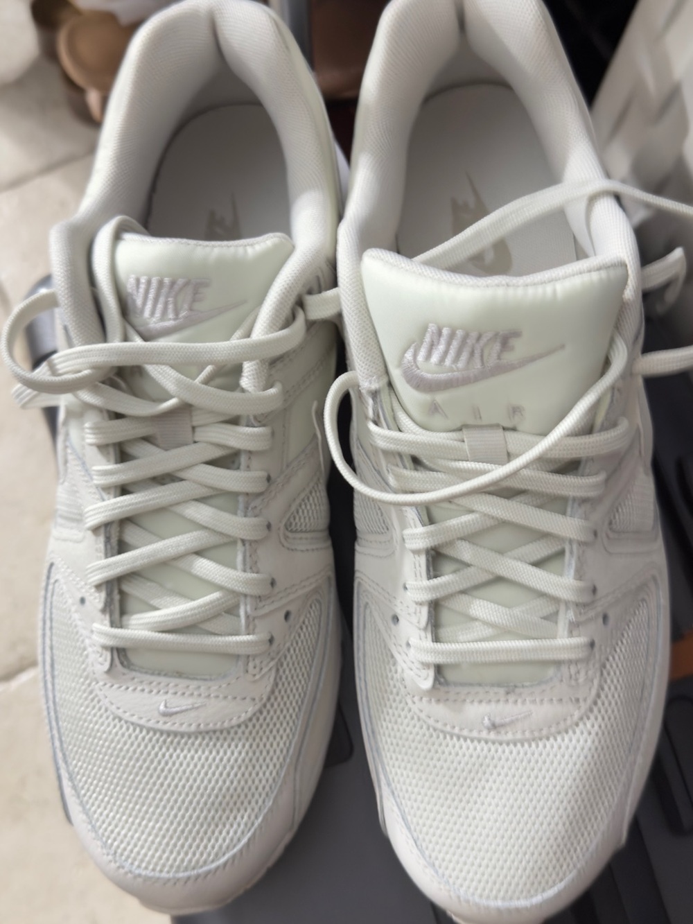 Nike Light Gray/Off-White Mesh & Leather Sneakers - Picture 2 of 9